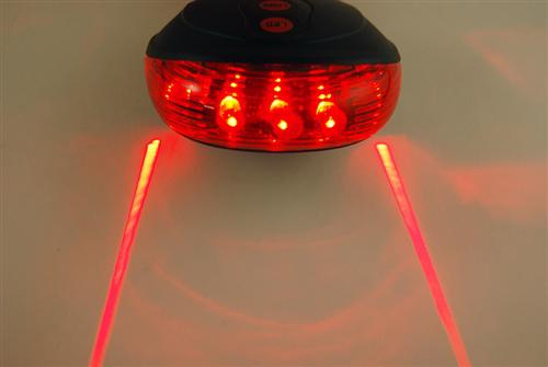 Kerékpár Laser Hátsó lámpa 2 Laser kisugárzás + 5 LED Bike