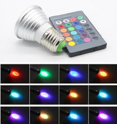 5W LED RGB izzó E27 GU10 LED izzó, 16 színben, távirányítóval
