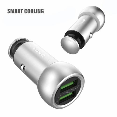 Dual Port USB autós töltő 3.6A + USB kábel Lightning ( LDNIO C401 ) cink ötvözet Micro