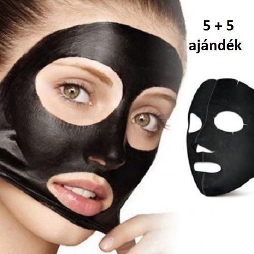 Black Mask  ( 5 + 5 )  fekete lehúzható arcmaszk : 10 db / csomag
