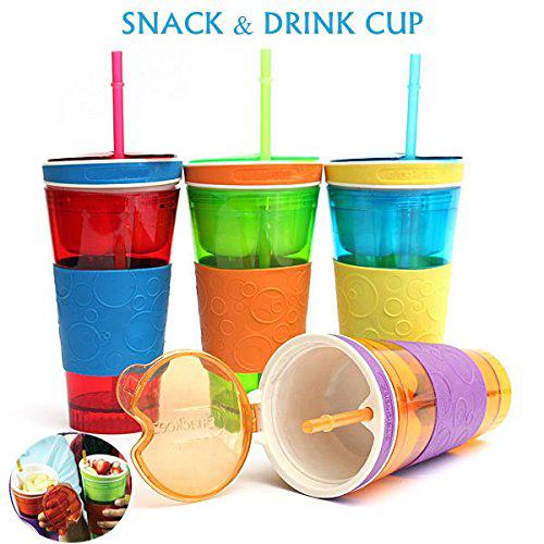 Snackeez ! 2 az 1-ben ital és étel kulacs (  Plastic 2 in 1 Snack & Drink Cup One Cup )