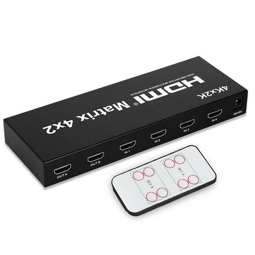 HDMI Matrix Switch 4x2 4K*2K , 3D 1080P V1.4 for HDTV XBOX DVD PS3 Projector