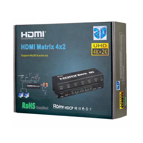 HDMI Matrix Switch 4x2 4K*2K , 3D 1080P V1.4 for HDTV XBOX DVD PS3 Projector