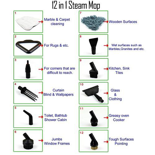 Steam Mop 12 in 1 kézi gőztisztító, sterilizátor 1300W
