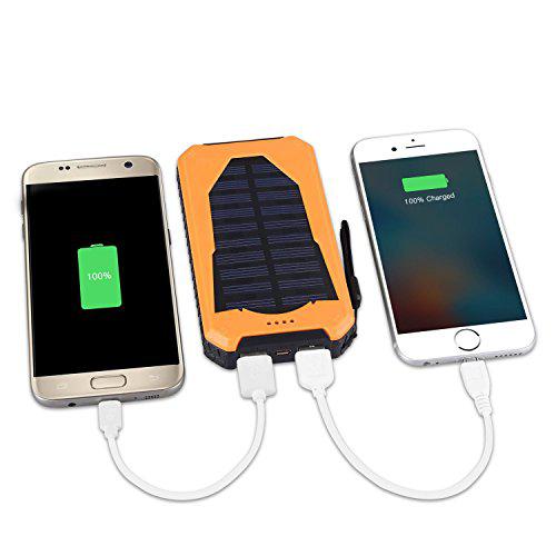 Napelemes Power Bank 12000mAh 2 USB + LED világítás