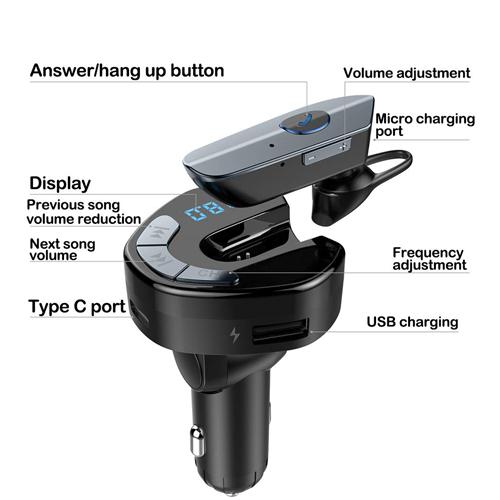 V8 autós BT/FM bluetooth Transmitter + headset