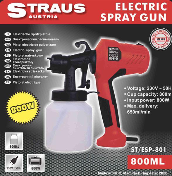 Straus 800W 800ml Elektromos Festékszóró ST/ESP-801