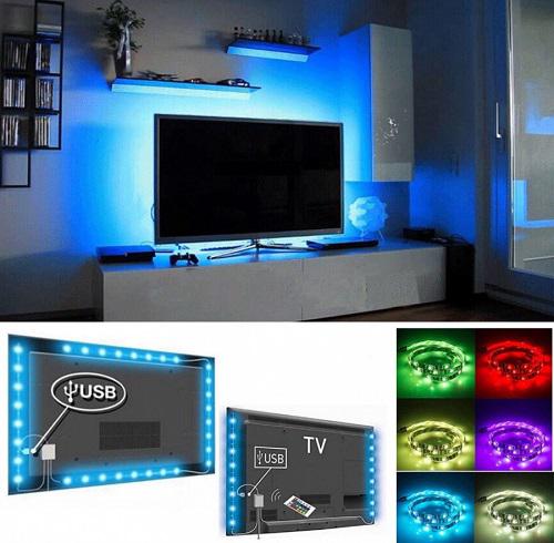 Színes LED TV világítás / vízálló USB RGB LED szalag - 300 cm, vágható