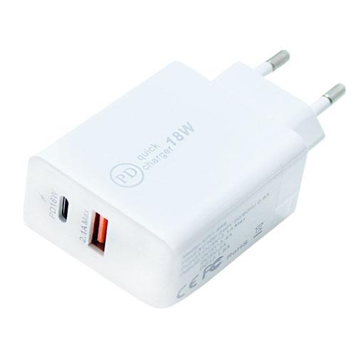 PD hálózati gyorstöltő adapter / átalakító USB és USB-C kimenettel