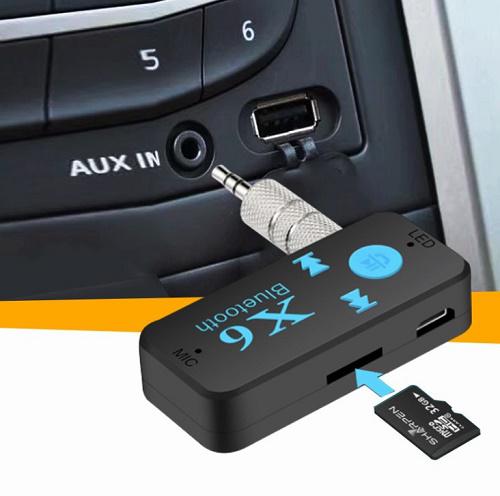 X6 Bluetooth AUX adapter SD kártya foglalattal