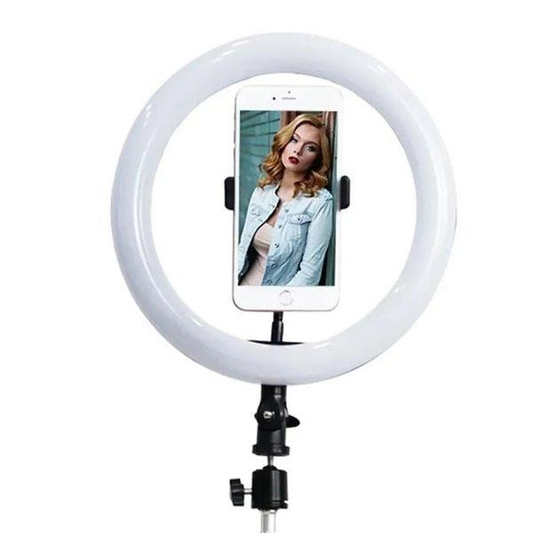 LED gyűrű selfie lámpa, állvánnyal, Nagy LED körfény mobiltelefonhoz 26cm