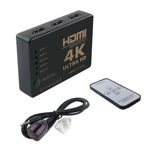 HDMI elosztó – 4K ultra HD / 5 db csatlakozóval, távirányítóval