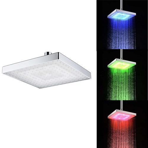 Színváltós LED zuhany / szögletes disco zuhanyfej