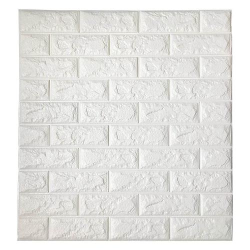 Fehér, 3D-s öntapadós dekor tapéta tégla mintával / falmatrica – 70x77 cm