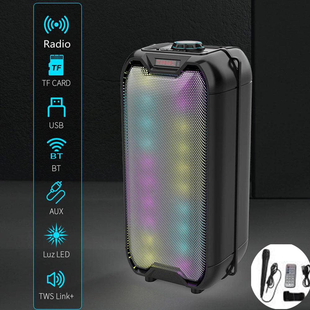 ZQS-4235 RGB LED-es vezeték nélküli akkus party hangszóró, MIKROFON