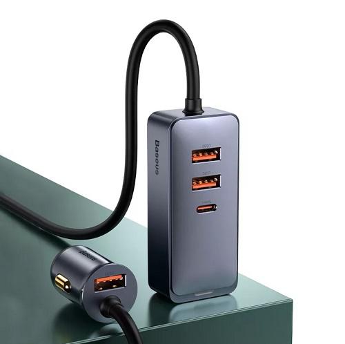 Prémium, autós töltő - 2 db USB és 2 db USB-C csatlakozóval - Baseus