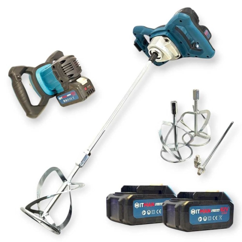 Hitman HTEMX-3452 Akkumulátoros Festékkeverő 62V, 2x8.0Ah, Dupla Keverőszárral