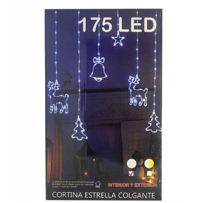 Led fényfüggöny, csillag, szarvas, fenyőfa és harang 175 LED-es 3 méter 8 üzemmód IP44