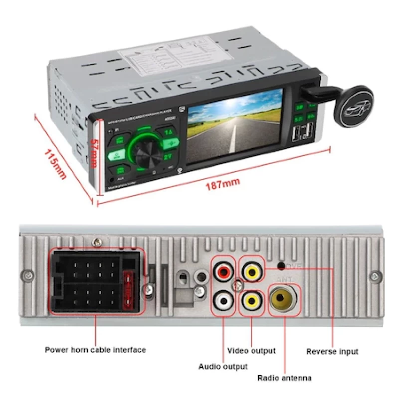 Autós Multimédiás HD Video Audio Video MP5 Lejátszó távirányítóval 4x45W 4052AI