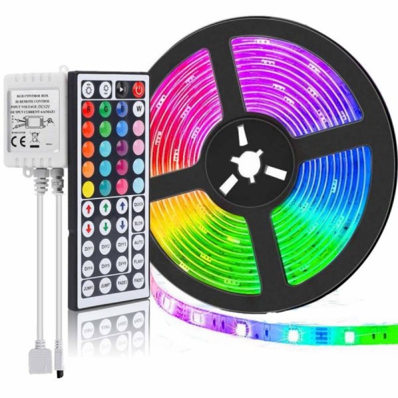 5050 RGB led szalag, 5 méter, színváltós 44 gombos távirányítóval (BBV)