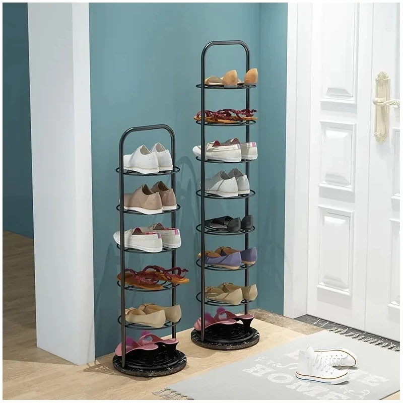 Elite Home® 7 szintes cipőtartó állvány acél vázzal és műkő talppal – fekete