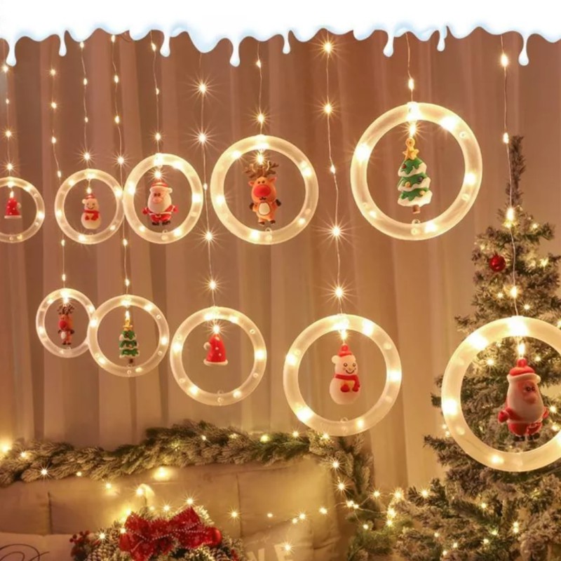 Led fényfüggöny karácsonyi figurákkal