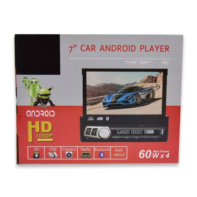 Autós média lejátszó EQ7 érintőkijelzővel, Android rendszerrel / GPS, 1 DIN, videó- és zenelejátszó, FM rádió, Bluetooth
