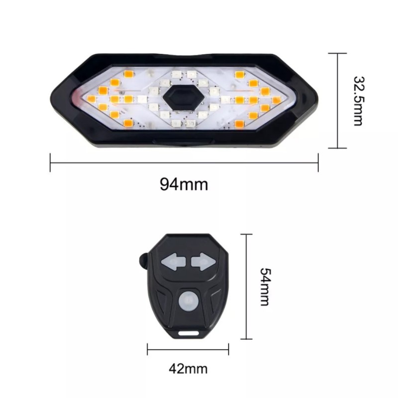Vezeték nélküli kerékpár hátsó lámpa irányjelzőkkel 5 mód 3 az 1-ben funkció FY-1820