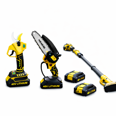 Hayami 3 az 1-ben akkumulátoros kerti szett - magassági ágvágó láncfűrész és metszőolló, teleszkópos nyél