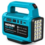 Hayami HA-2012 hordozható akkumulátoros inverter LED-lámpával – 500 W, 12 V, kék