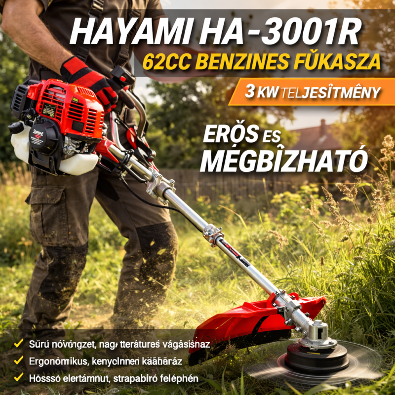 Hayami HA-3001R 62cc Nagyteljesítményű Benzines Fűkasza