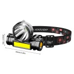 Akkumulátoros 3W Led+COB fejlámpa dupla fényű lámpa No108