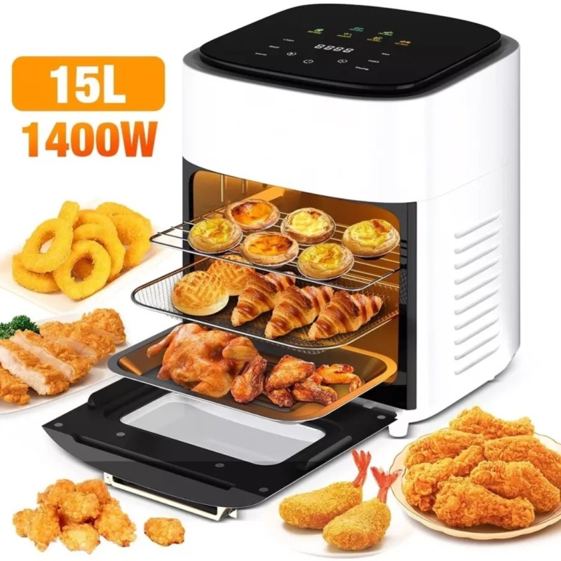 Forrólevegős AIR FRYER olajmentes légkeveréses sütő, 1400 W, 15l