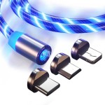 Világító mágneses töltőkábel "Mag Flash" 3in1 LED világítással és három mágneses csatlakozóval minden készülék töltésére - 1m