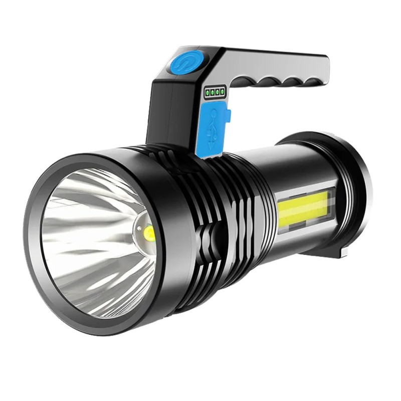 Zseblámpa  USB újratölthető led kézi lámpa 3w + 10 + Cob 3000 lumen