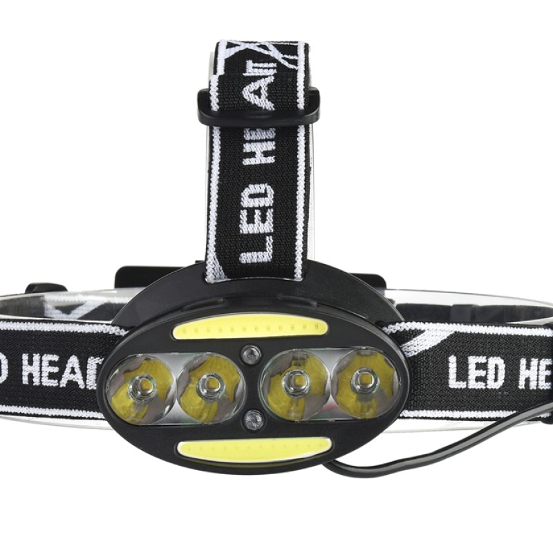 Fejlámpa 7Mode LED-es fényszóró 4*T6+2*COB+2*piros vízálló újratölthető MX-2504