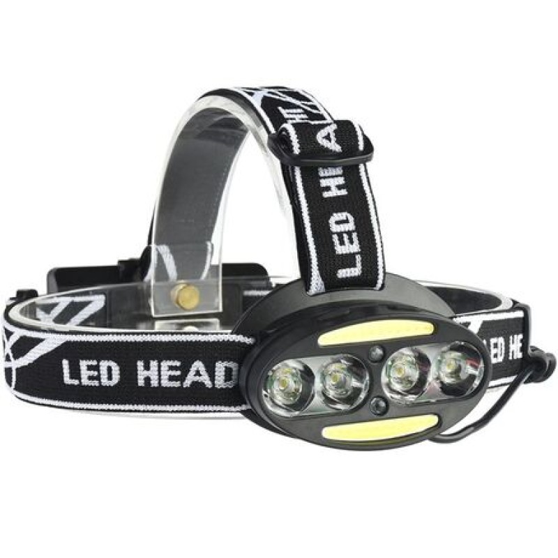 Fejlámpa 7Mode LED-es fényszóró 4*T6+2*COB+2*piros vízálló újratölthető MX-2504