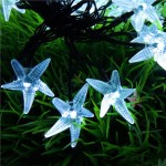 Napelemes LED-es tengeri csillagok  20db-os , vízálló  beltéri, kültéri 20W 5 méter - hideg fehér