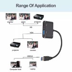 USB – HDMI-VGA átalakító adapter, audió kimenettel