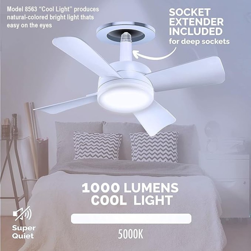 2 az 1-ben LED világítás és ventilátor - Soket Fanlight - 1000 Lumen