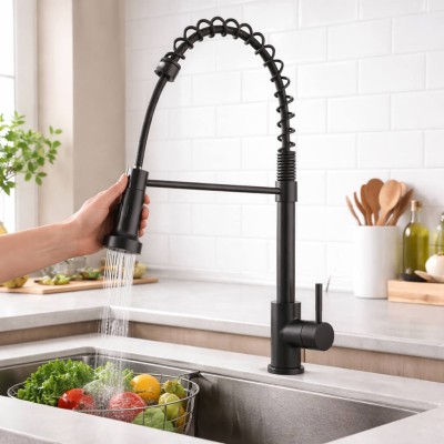 Fekete rugós konyhai csaptelep - Zegor SAP4-G090YB