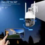 Titan 360° 5MP WiFi PTZ kültéri biztonsági kamera – iCSee, éjjellátás, mozgáskövetés, IP66 (fehér-fekete) KE-23-115