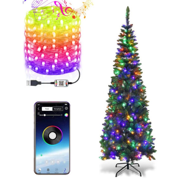 Okos LED Karácsonyfa világítás, karácsonyi fényfűzér - 100 RGB LED, OKOSTELEFON-VEZÉRLÉS , 10 méter