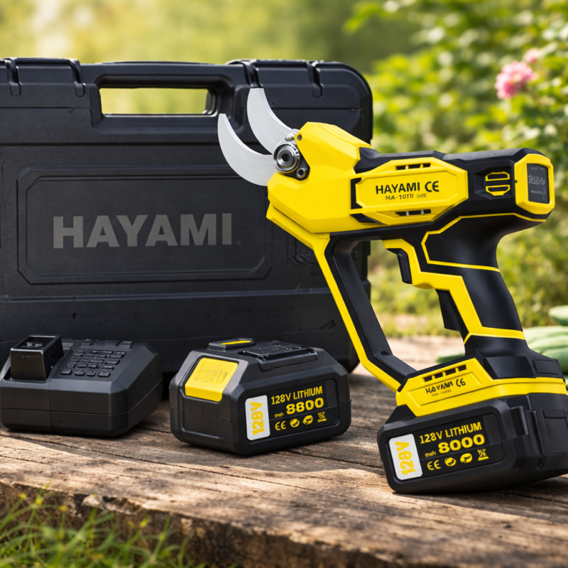 Akkumulátoros Metszőolló Készlet , 2db 128V Lítium Akkumulátorral   HAYAMI HA-1079