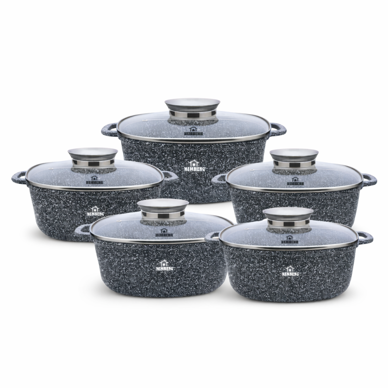 12 Részes Edénykészlet – Kerámia Márvány Bevonattal, Hemberg HB-7066