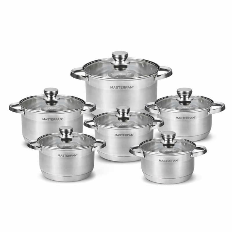 Masterpan MP-5116 Rozsdamentes Acél Edénykészlet – 12 darabos, indukciós és gáz kompatibilis