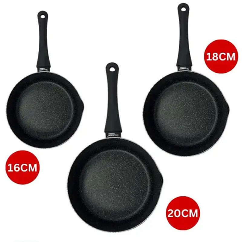 Rosenberg Professional 3 részes kőbevonatú serpenyő készlet – 16 cm, 18 cm, 20 cm