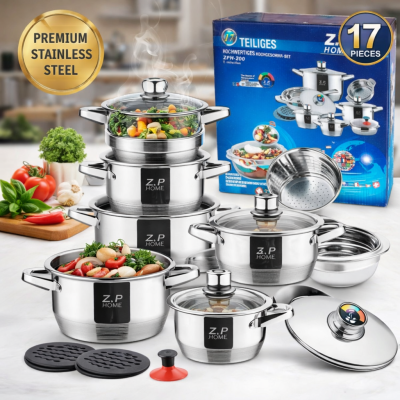 Z.P. Home ZPH-200 17 részes rozsdamentes edénykészlet – 12 rétegű aljjal
