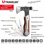 Traveler 10 funkciós multifunkciós balta – rozsdamentes acél multitool