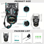 360° WiFi Kültéri PTZ Biztonsági Kamera – AI Mozgásérzékelés, 30m Éjszakai Látás, Hang- és Fényriasztás